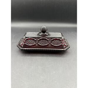 Vintage Avon 1876 Cape Cod Ruby Red Collection Covered Butter Dish